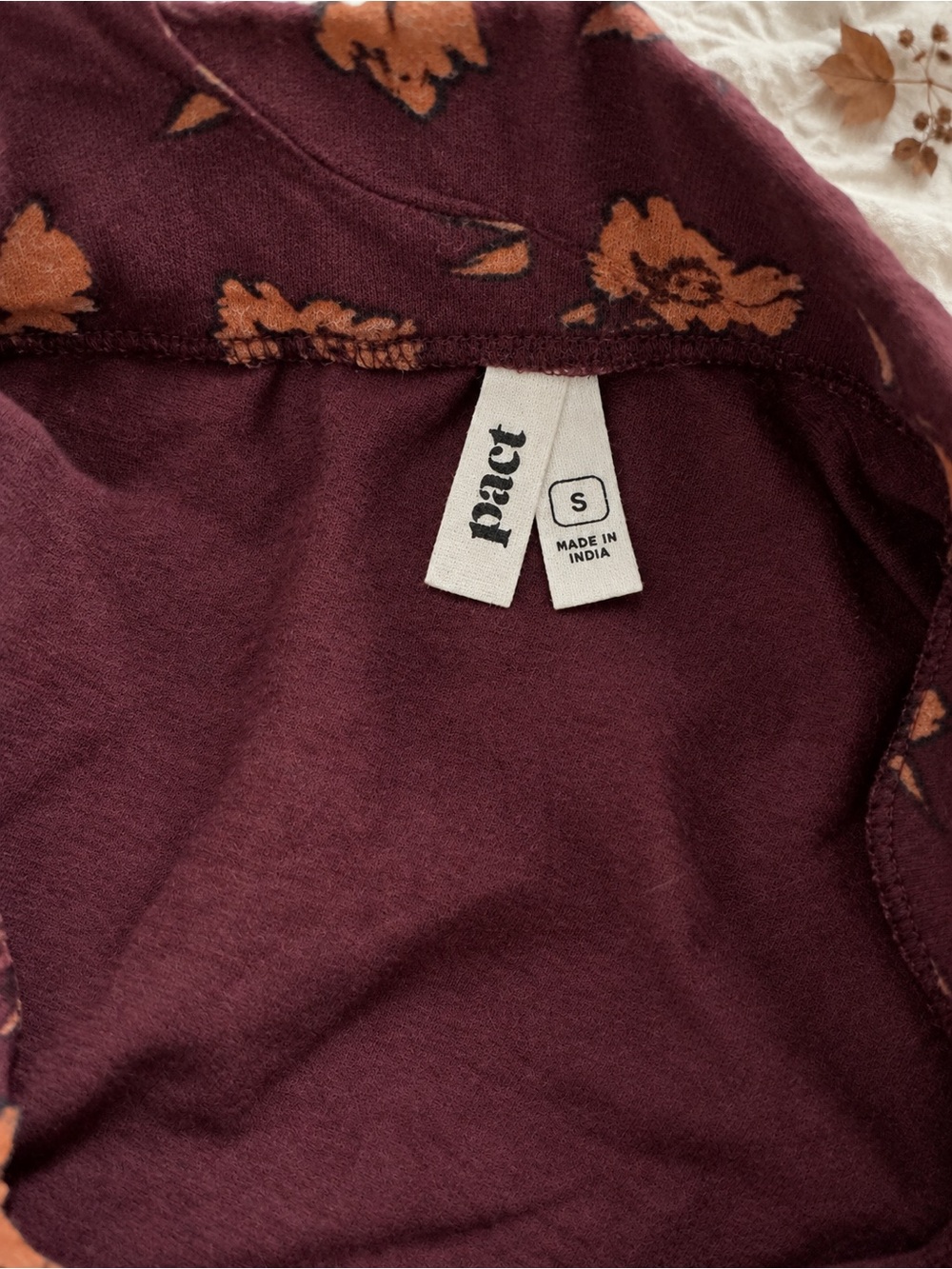 Pact Floral A-Line Skirt Small Burgundy Orange Organic Cotton Cottagecore Fall S - Picture 6 of 6
